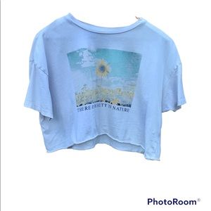 Sunflower crop tee Beauty in Nature Shirt FOREVER 21 Sz. Medium